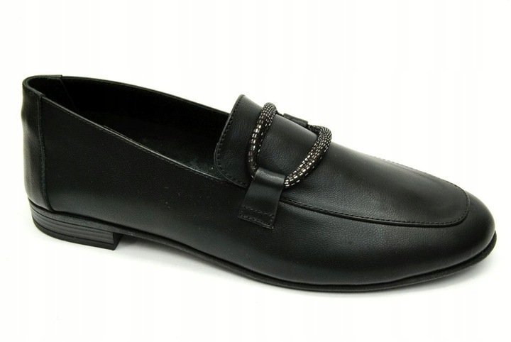 Czarne półbuty mokasyny venezia 3548705 skóra naturalna r.38