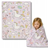 Koce i narzuty dla dzieci - Kocyk Dla Dziecka Jednorożec Miękki Polar Fioletowy 76×102 cm Do Wozka - miniaturka - grafika 1