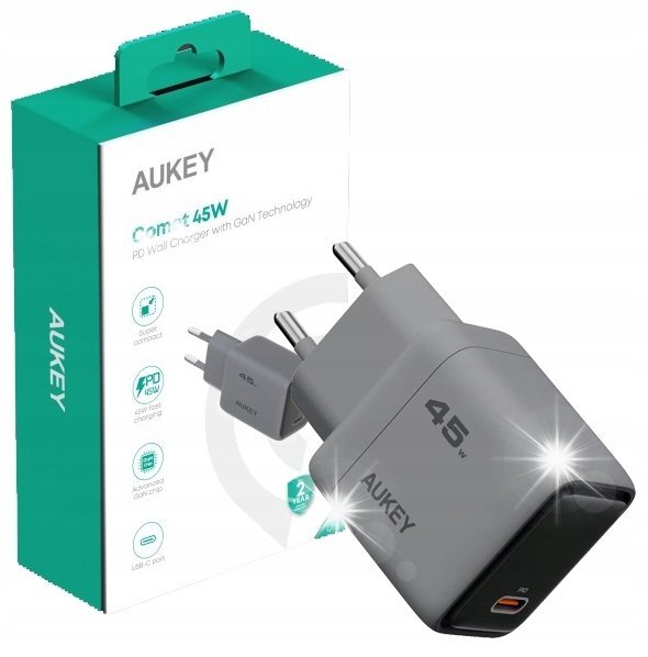 Szybka Kieszonkowa ŁADOWARKA SIECIOWA AUKEY podróżna kompaktowa 45W USB-C