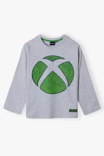 Bluzki dla chłopców - Bluzka dla chłopca dzianinowa szara Xbox - grafika 1