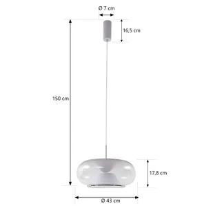 Lampa wisząca Lucande LED Orasa, szkło, biały/przezroczysty, Ø 43 cm - Lampy sufitowe - miniaturka - grafika 3