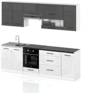 Meble kuchenne - Meble Kuchenne Zestaw Kuchnia Marocco 2.6m Modułowa Szary Biały Połysk - miniaturka - grafika 1