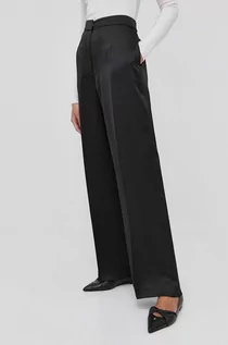 Spodnie damskie - BOSS spodnie damskie kolor czarny szerokie high waist - grafika 1
