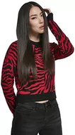 Swetry damskie - Urban Classics Damski sweter z krótkim rękawem z nadrukiem zwierzęcym, wielokolorowy (Blk/Firered 00719), S - miniaturka - grafika 1