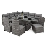Meble ogrodowe - Zestaw mebli ogrodowych dla 9 osób TOKIO Technorattan Szary Poduszki szare - miniaturka - grafika 1