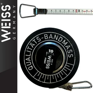 WEISS Taśma stalowa lakierowana biała z haczykiem w kapslu 10m - Poziomice, łaty, miary - miniaturka - grafika 1