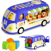 Sortery dla dzieci - Zabawka interaktywna edukacyjna autobus samochodzik sorter z muzyką Ricokids - miniaturka - grafika 1