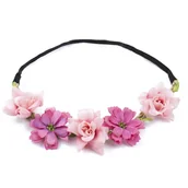 Ozdoby do włosów - WIANEK na głowę opaska NA GUMCE panieński RÓŻOWY - miniaturka - grafika 1