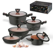 Zestawy garnków i patelni - ZESTAW GARNKÓW indukcja PATELNIE granitowe komplet PREMIUM Dark COPPER PRO Starke Pro - miniaturka - grafika 1