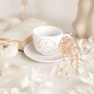 Filiżanki - Filiżanka 200 ml ze spodkiem CIENKI RANT - Nakrapiana złotem - miniaturka - grafika 1