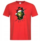 Koszulki męskie - Koszulka męska Świąteczna prezent Święta Grinch psotnik w czapce Mikołaja - miniaturka - grafika 1