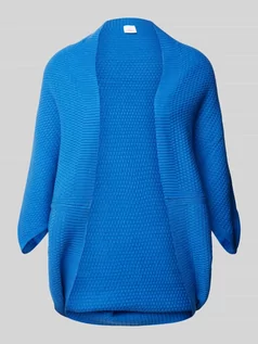 Swetry damskie - Ponczo z fakturowanym wzorem - grafika 1