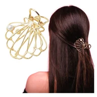 Ozdoby do włosów - Klamra do Włosów Złota Duża Spinka Muszelka Metalowa Lekka i Wytrzymała - miniaturka - grafika 1