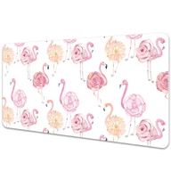 Podkładki na biurko - Duża podkładka na biurko Flamingi i kwiaty 90x45cm - miniaturka - grafika 1