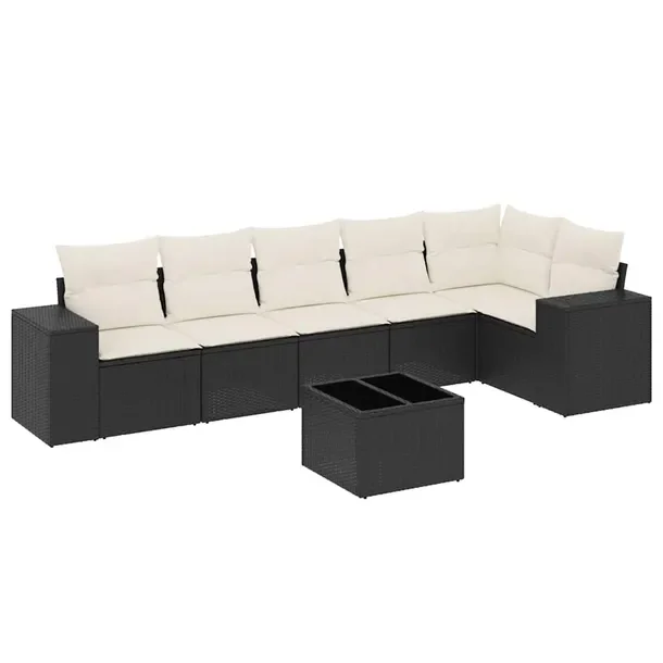 Zestaw mebli ogrodowych modułowych czarny z poduszkami 62 x 62 x 69 cm