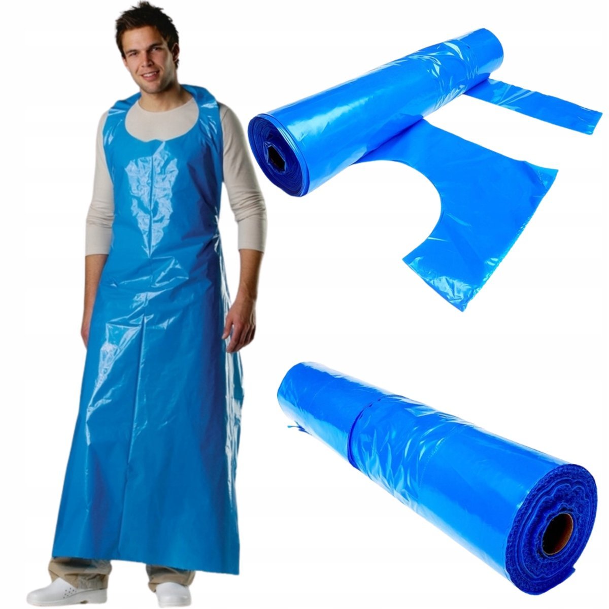 Fartuch foliowy LDPE Mocny jednorazowy ochronny 150x90 cm na roli 50 sztuk