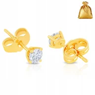 Biżuteria dla dzieci - DELIKATNE ZŁOTE KOLCZYKI WKRĘTKI SZTYFT CYRKONIE 6 MM STAL CHIRURGICZNA 18K - miniaturka - grafika 1