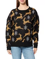Bluzy damskie - Urban Classics Damska bluza oversized Christmas Sweater, black/gold, 5XL - miniaturka - grafika 1