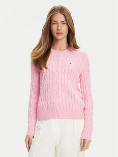 Tommy Hilfiger Kardigan WW0WW46514 Różowy Regular Fit - Swetry damskie - miniaturka - grafika 1
