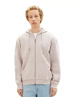 Bluzy męskie - TOM TAILOR Denim Męska bluza z kapturem Basic z nadrukiem logo, 11754-Light Dove Grey, XXL - miniaturka - grafika 1