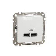 Gniazdka elektryczne - Schneider SEDNA Design & Elements biały Ładowarka USB A+A - miniaturka - grafika 1