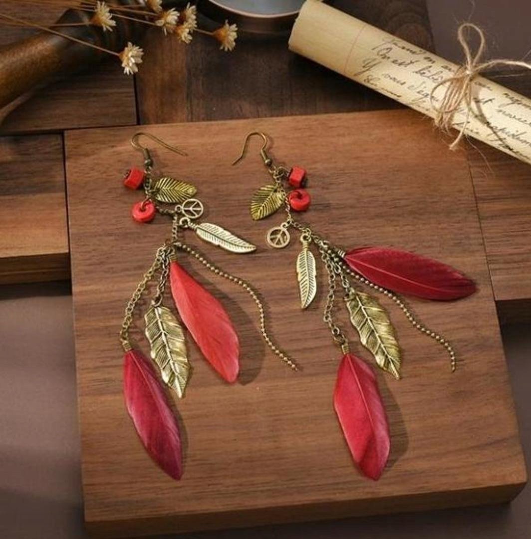 KOLCZYKI ZWISAJĄCE BOHO DŁUGIE PIÓRA! POLECAM!