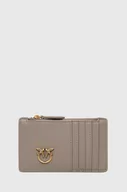 Portfele - Pinko portfel skórzany damski kolor szary - miniaturka - grafika 1