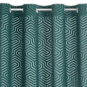 Zasłony - Eurofirany, Zasłona w geometryczny wzór na przelotkach Inga, 140x250 cm, Ciemnoturkusowy - miniaturka - grafika 1
