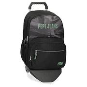 Plecaki szkolne i tornistry - Pepe Jeans Davis plecak szkolny z podwójną przegródką na kółkach, czarny, 32 x 45 x 16 cm, poliester, 21,6 l - miniaturka - grafika 1