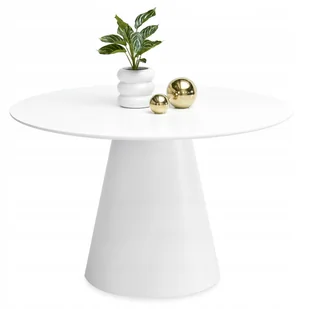 Stół Okrągły Z Mdf Grzybek Na Nodze Stożek Ottawa 120 Lakierowany Biały Mat - Stoły - miniaturka - grafika 1