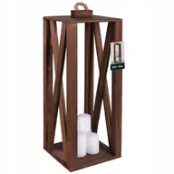 Świeczniki - LATARNIA DREWNIANA LAMPION ŚWIECE ŚWIECZNIK LATARENKA DOMU OGRODU 20x20 cm - miniaturka - grafika 1