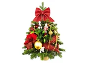 Choinki - Dekorowana sztuczna choinka Dziadek do orzechów II 60 cm z OŚWIETLENIEM LED W KWIATACH - miniaturka - grafika 1