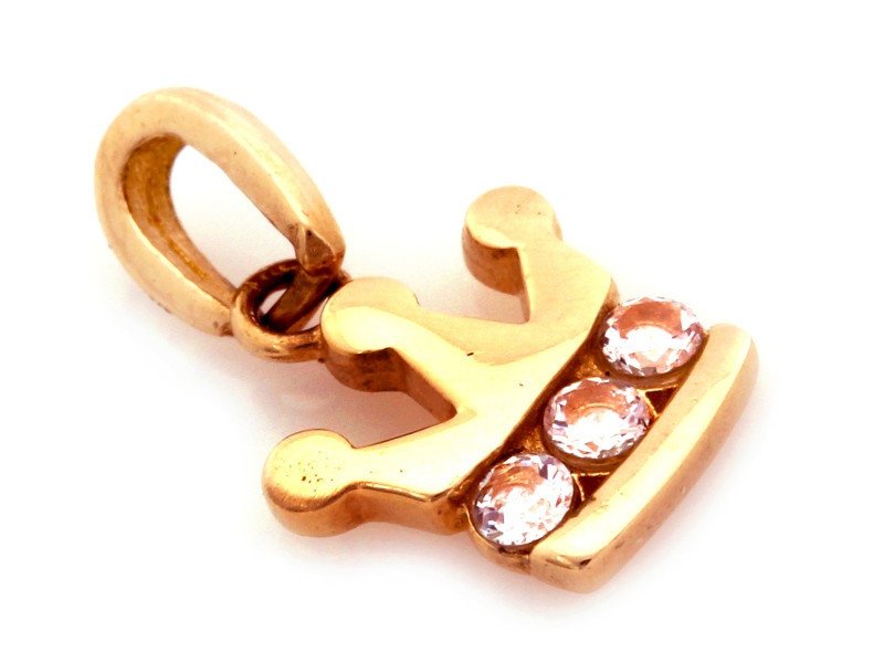 Złota przywieszka 585 mała korona z cyrkoniami