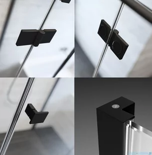 Radaway Essenza Black Dwjs drzwi wnękowe 130cm lewe szkło przejrzyste 1385032-54-01L/1384090-01-01 - Ścianki i drzwi prysznicowe - miniaturka - grafika 3