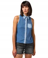 Koszule damskie - Koszulka Wrangler SLEEVELESS SHIRT 112351319 Dark Denim XS - miniaturka - grafika 1