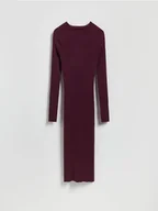Sukienki - Reserved - Prążkowana sukienka z wiskozą - bordowy - miniaturka - grafika 1