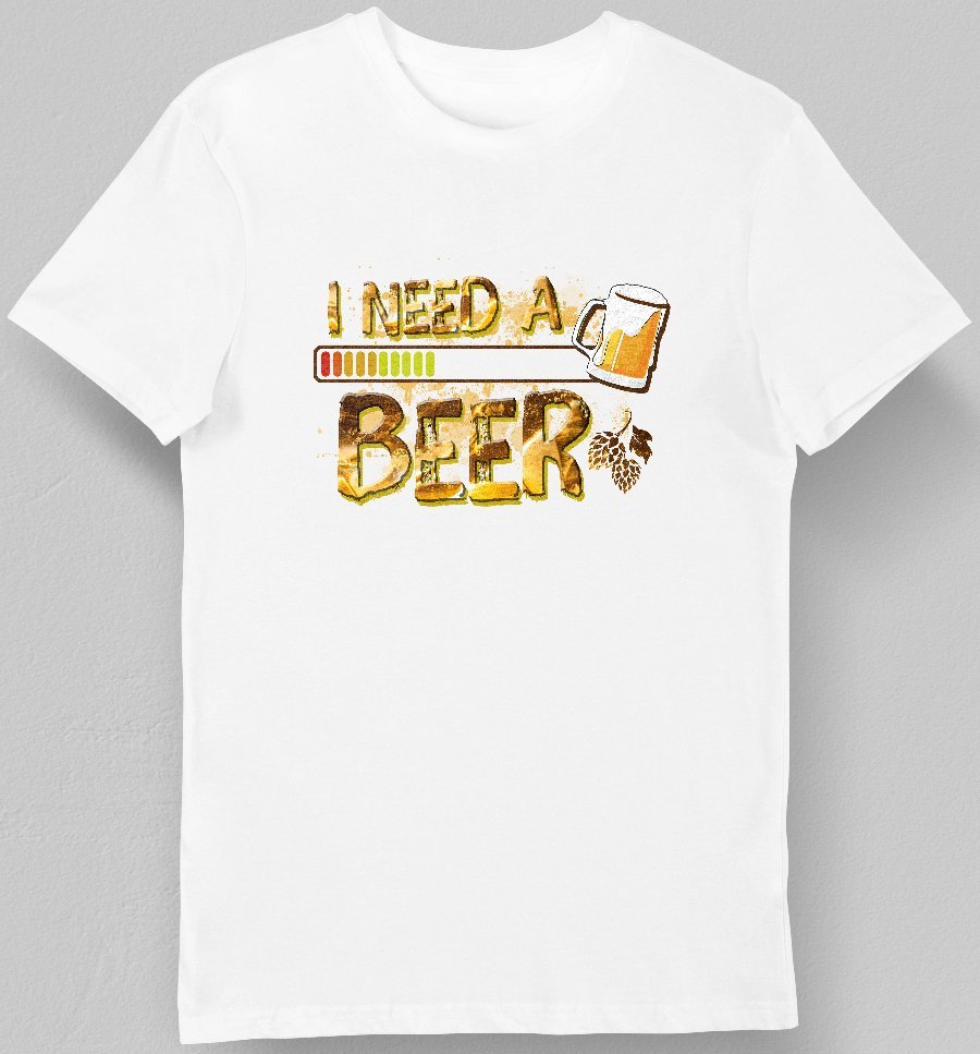 Koszulka męska z napisem I need a beer biała XL