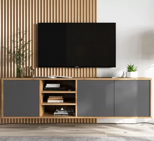 Szafka RTV wisząca Loft komoda RTV wotan grafit MAT 150 cm - Szafki RTV - miniaturka - grafika 1