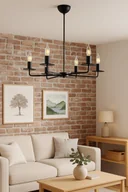 Lampy sufitowe - Lampa wisząca modern farmhouse 6-płomienna czarny żyrandol świecznikowy, styl rustykalny vintage - miniaturka - grafika 1