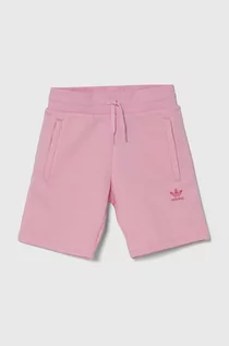 Spodnie i spodenki dla dziewczynek - adidas Originals szorty dziecięce kolor różowy gładkie regulowana talia - grafika 1