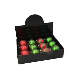 Bombka szklana 8 cm czerwona/zielona mix - Bombki - miniaturka - grafika 1