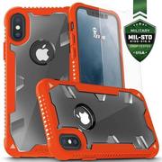 Etui i futerały do telefonów - Zizo Proton Case Pancerne etui iPhone X ze szkłem 9H na ekran (Orange/Trans Clear) - miniaturka - grafika 1