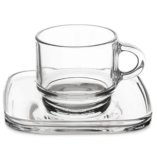 Filiżanka ze spodkiem szklana 75 ml 6 szt. - Filiżanki - miniaturka - grafika 1