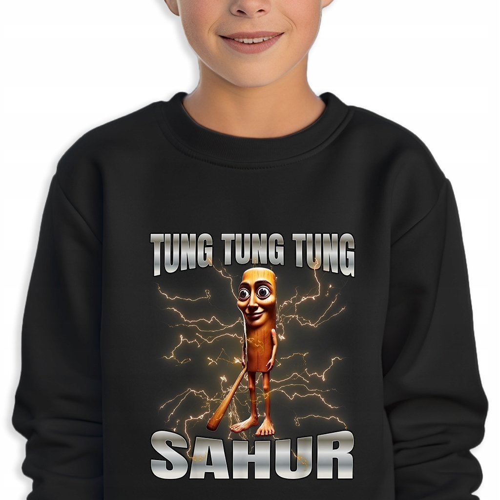BLUZA Dziecięca Czarna Prezent Na Święta BRAINROT ITALIAN TUNG TUNG 152cm