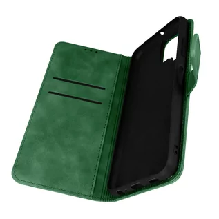 Portfele - Etui Folio do portfela Samsung Galaxy A22 z efektem zamszu Uchwyt wideo Forcell zielony - grafika 1