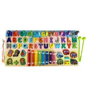 Zabawki interaktywne dla dzieci - Duży Zestaw 2w1 Drewniany Alfabet Z Cymbałkami Montesorri - miniaturka - grafika 1