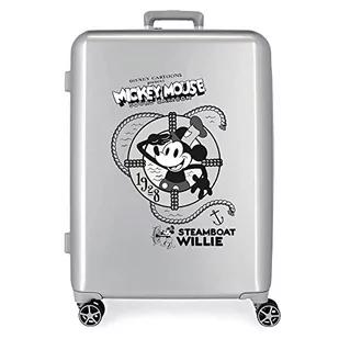 Disney 100 Mickey Steamboad Średniej walizki 48x70x26 cms Twarde mocowanie ABS Wbudowany 81L 2 kg 4 koła Podwójne Szary, Szary, Talla única, średnia walizka - Walizki - miniaturka - grafika 1