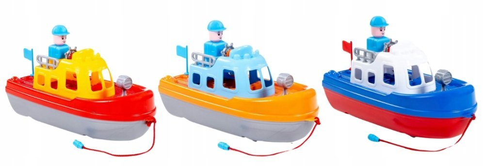 STATEK z LUDZIKIEM do wody, kąpieli na plażę PŁYWA i JEŻDZI CIĄGANKA kuter