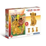 Puzzle - Clementoni Puzzle 104 + 3D model Król Lew - miniaturka - grafika 1
