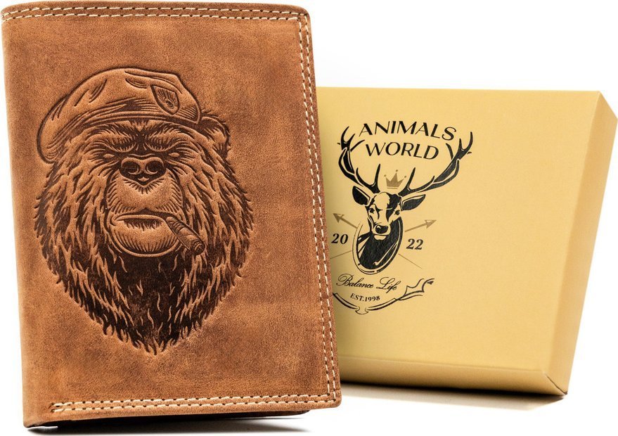 Always Wild Duży, Pionowy Portfel Męski Ze Skóry Naturalnej